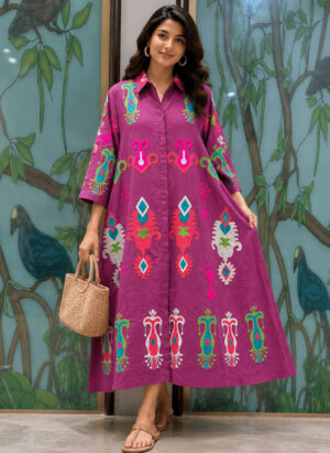 Embroidered Shirt Dress